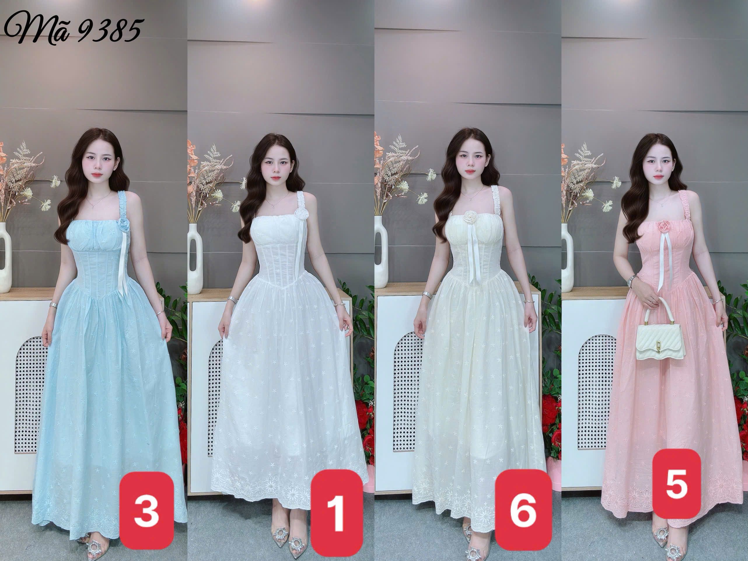Đầm dài 5 sọc dọc bụng