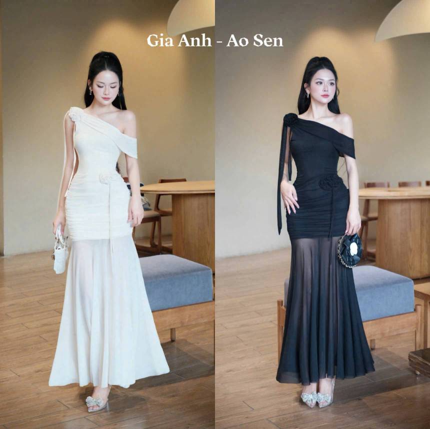 Đầm dài body trễ vai