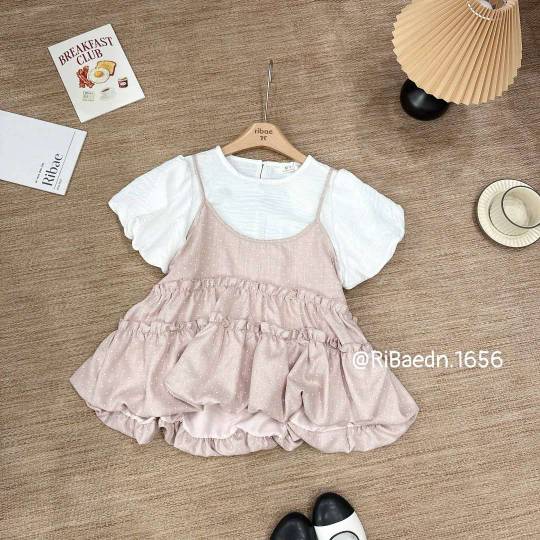 Set áo kiểu babydoll chấm bi