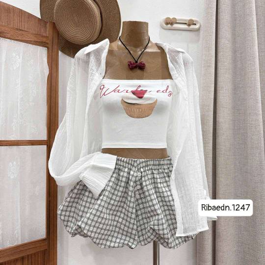 Set 3 món kèm quần caro