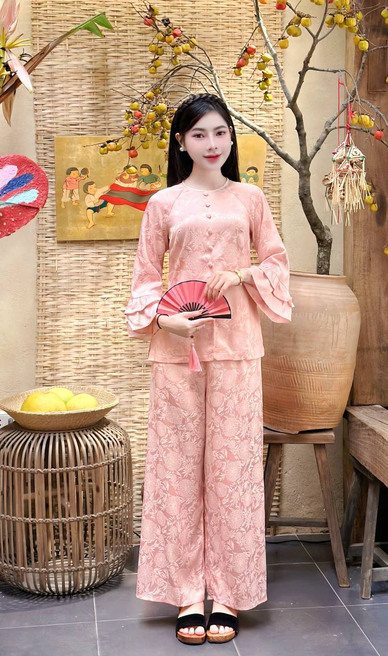 Đồ lam lụa tay loe viền mềm