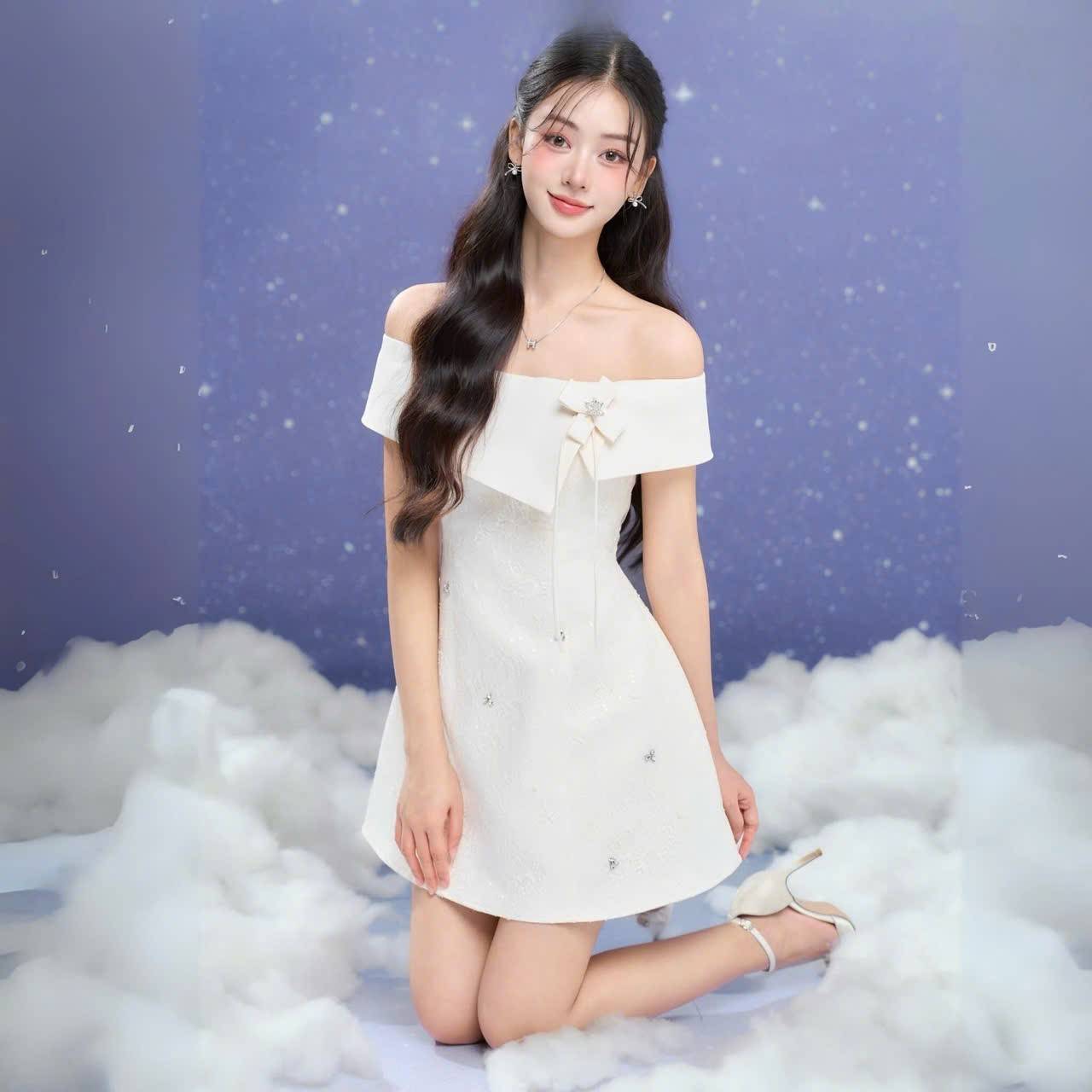 Đầm thiết kế trễ vai dáng xòe