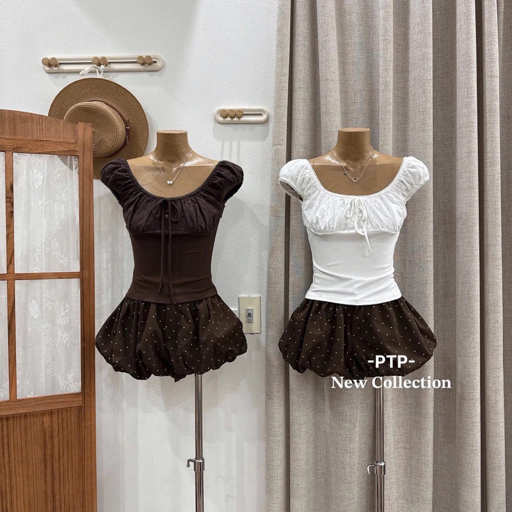 Áo kiểu 2 nút ngực 2 dây