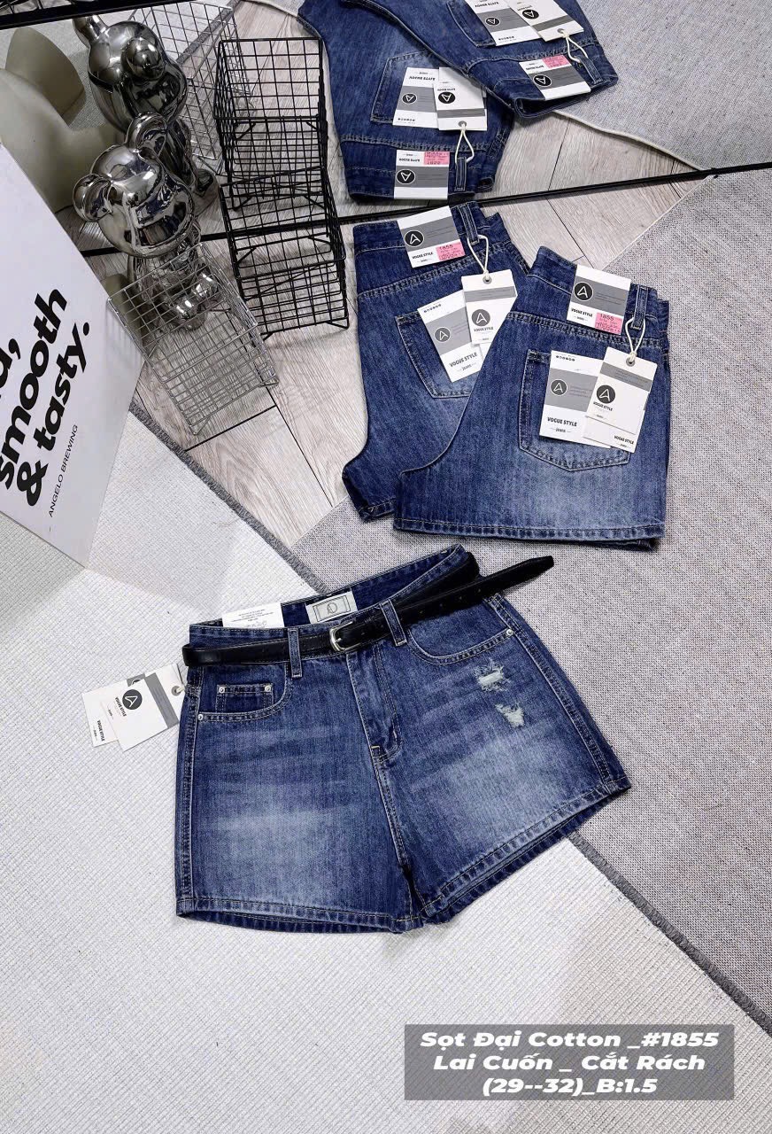 S4 Quần short đại cotton cắt rách nhẹ 1855