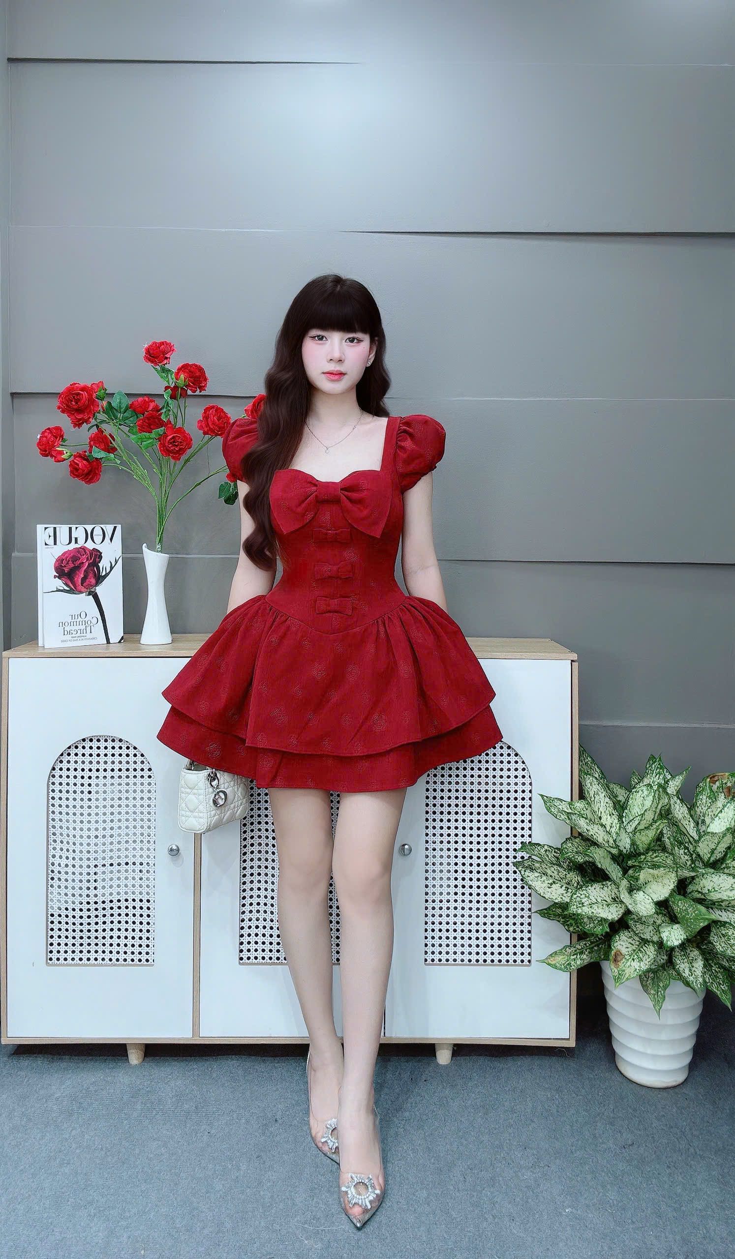 Đầm cúp ngực đính nơ bigsize L Ls