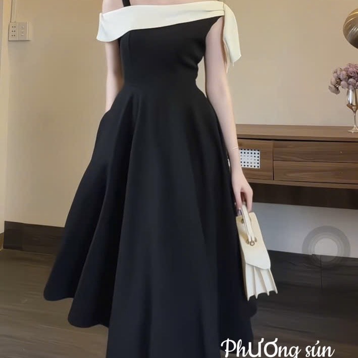 Đầm thiết kế lệch vai dáng dài