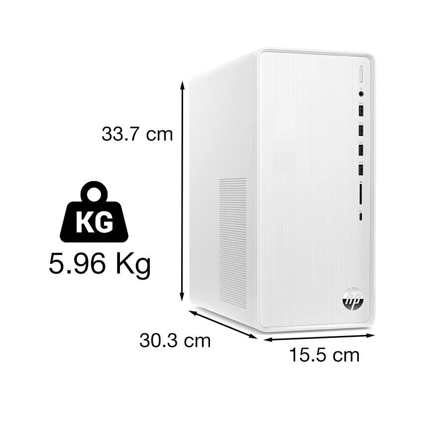 Máy tính để bàn HP Pavilion TP01- 3007d,Core i5-12400,8GB RAM,512GB SSD,Intel Graphics,Wlan ax+BT,USB Keyboard & Mouse,Win11 Home 64,Snow White,1Y WTY_6K7A7PA