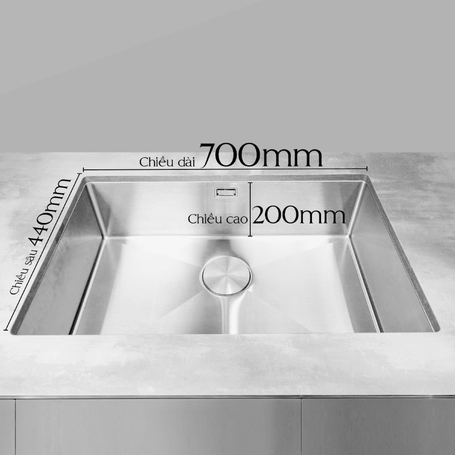Chiều dài rộng cao - Chậu rửa chén Malloca MS6070