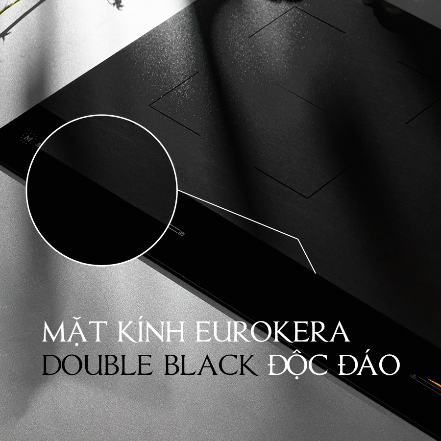 Mặt kính Eurokera Double Black - Bếp từ đôi âm Skylux MH802 Malloca