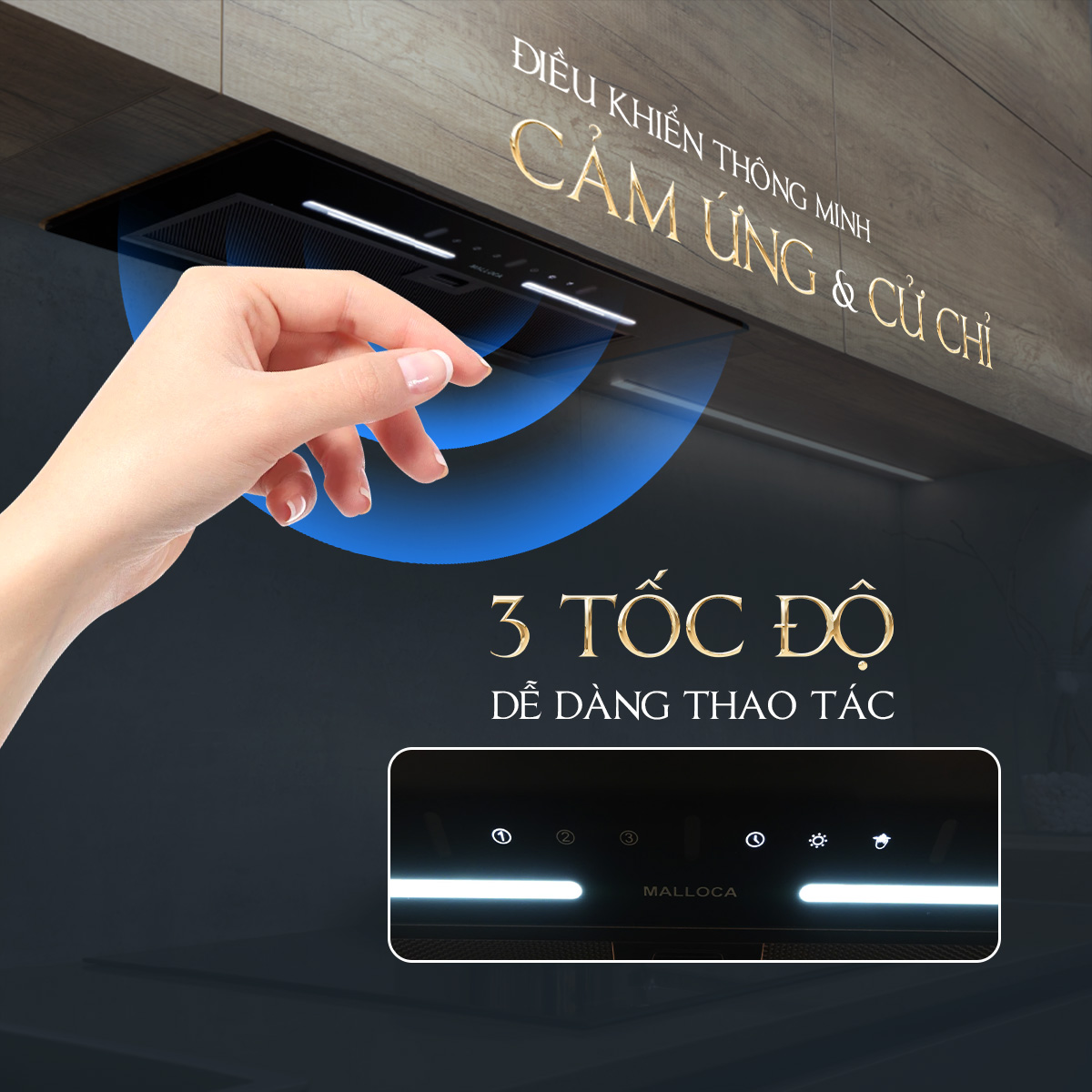 Đa dạng điều khiển trên máy hút mùi MH700GT