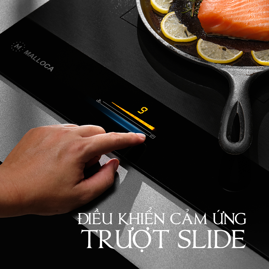 Điều khiển trượt slide - Bếp từ đôi âm Skylux MH802 Malloca