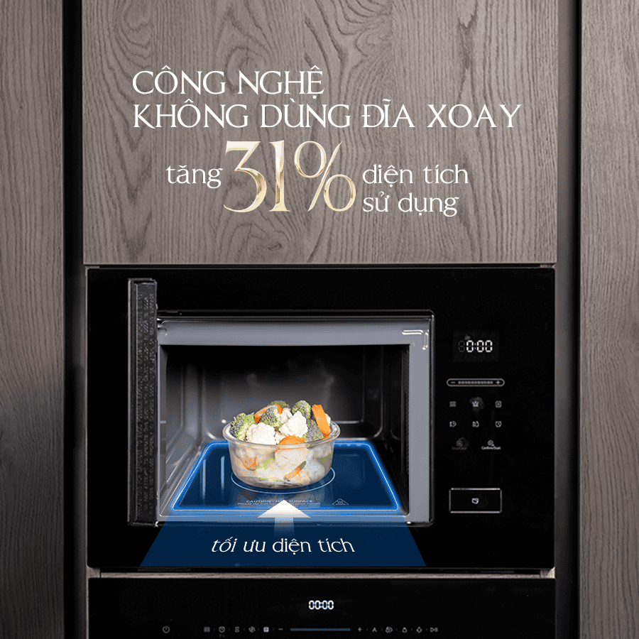 Công nghệ không đĩa xoay tăng diện tích sử dụng - Lò vi sóng Malloca MW925BF