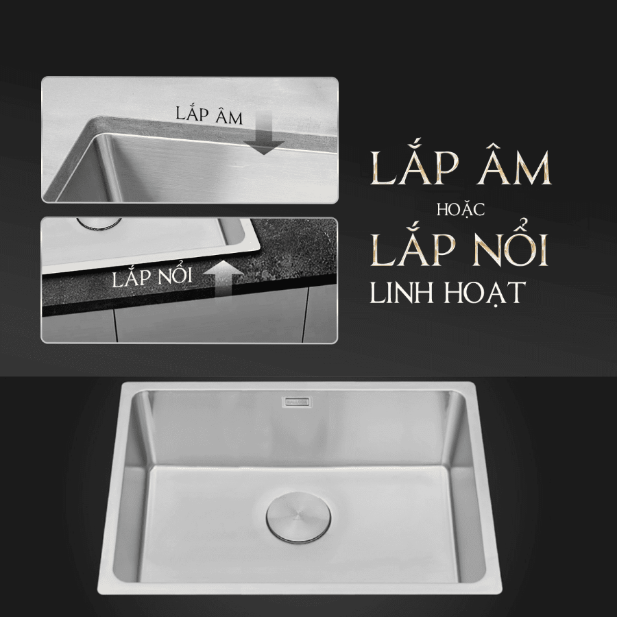 Lắp âm hoặc nổi - Chậu rửa chén Malloca MS6070