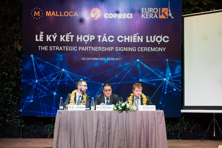lễ ký kết hợp tác chiến lược toàn diện giữa Công ty TNHH Malloca Việt Nam và 2 tập đoàn hàng đầu tại Châu Âu là: COPRECI (Tây Ban Nha) &amp; EUROKERA (Pháp).
