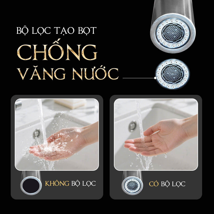 bộ lọc tạo bọt chóng văng nước - Vòi rửa chén Malloca K046SS