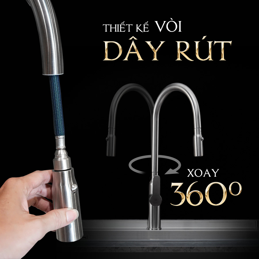 thiết kế lốc dây rút 360 - Nước rửa chén Malloca K046SS