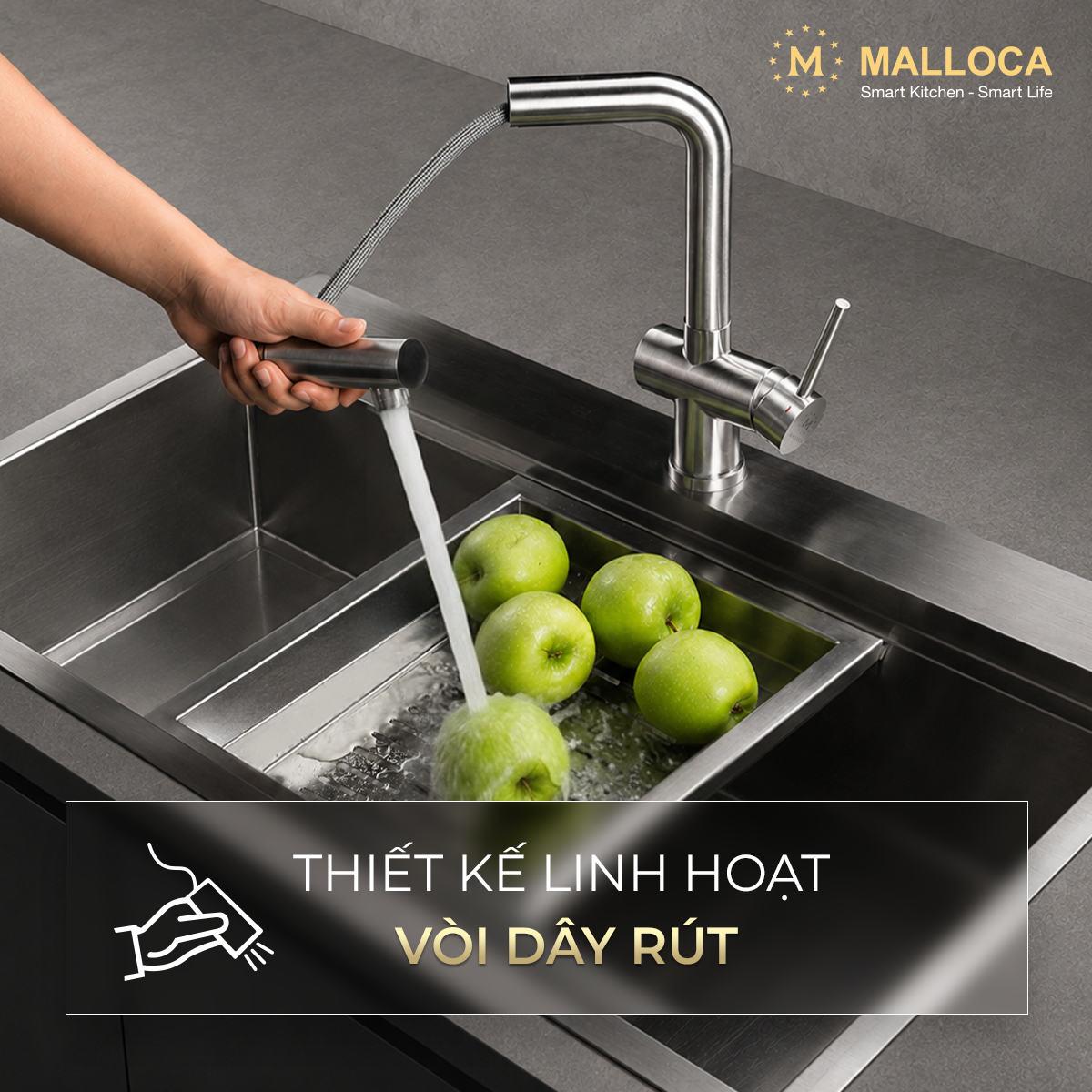 bộ lọc chóng văng nước - Vòi rửa chén Malloca K103SS