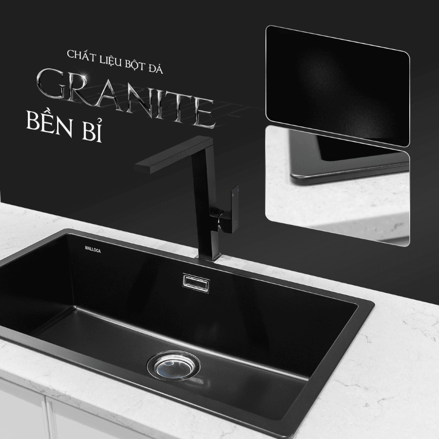 Chất liệu bột đá granite - Chậu đá ZEN K13040 Malloca
