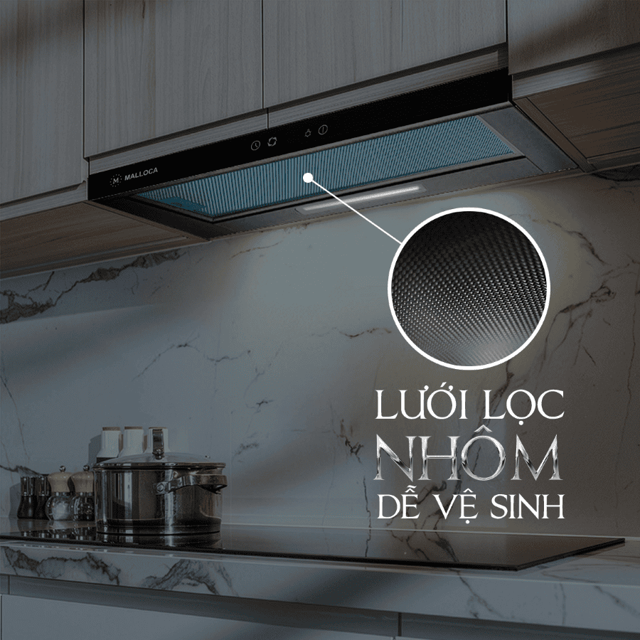 lưới nhôm dễ vệ sinh - Máy hút mùi Malloca MH 60BTC
