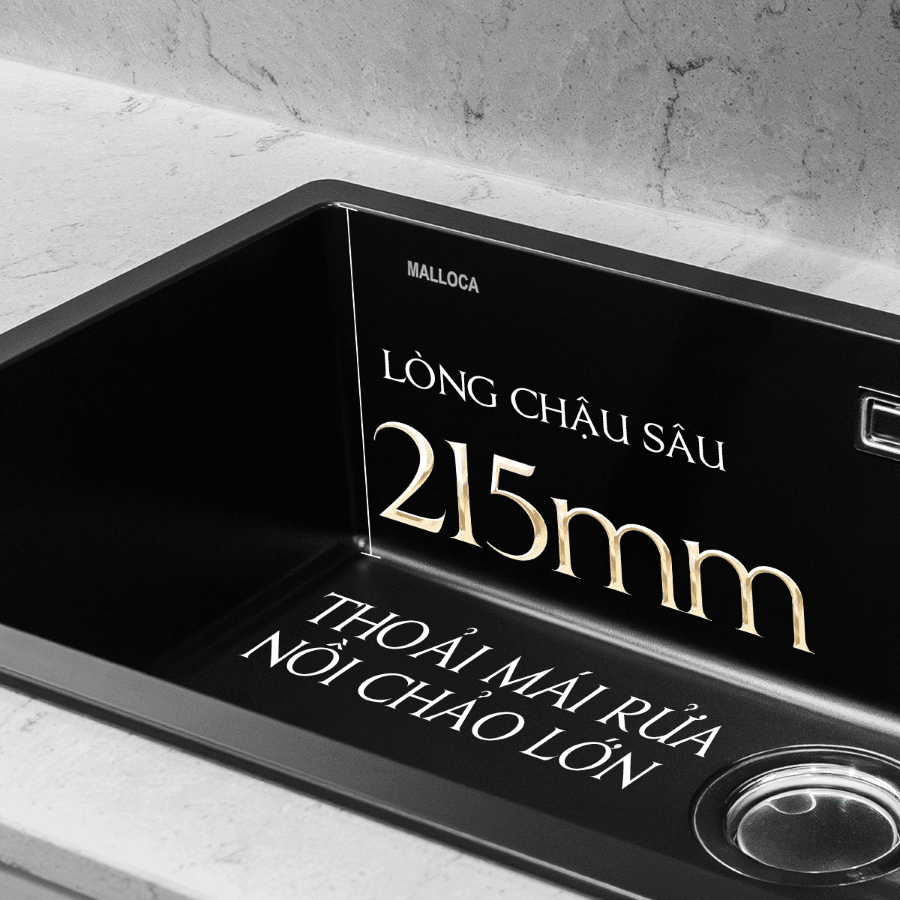Lòng chậu sâu - Chậu đá ZEN K13040 Malloca