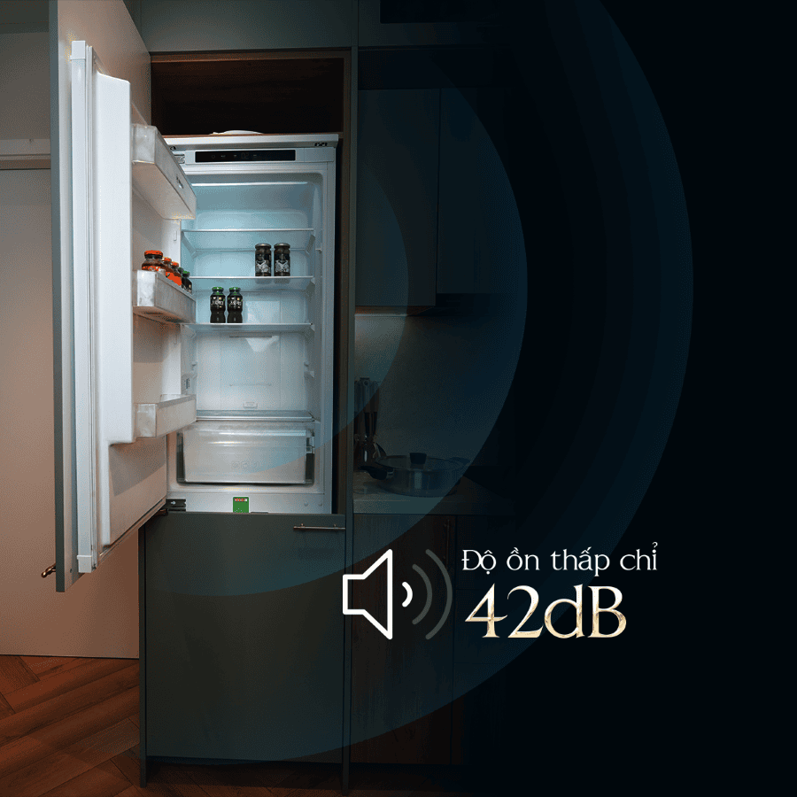 độ ồn chỉ 42db - Tủ lạnh âm tủ Malloca MF246EBI