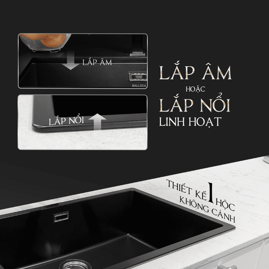 Lắp âm hoặc lấp nổi - Chậu đá ZEN K13040 Malloca