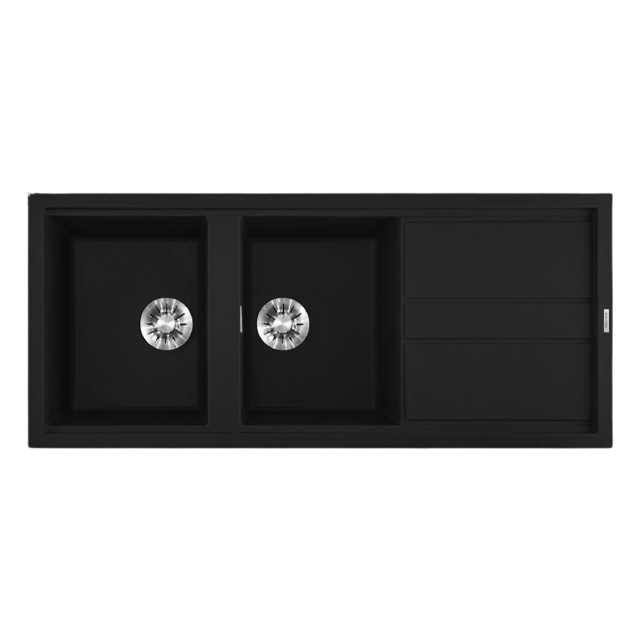 BLACKK50086 | Malloca | Chậu rửa chén đá Granite 2 hố kích thước 116cm