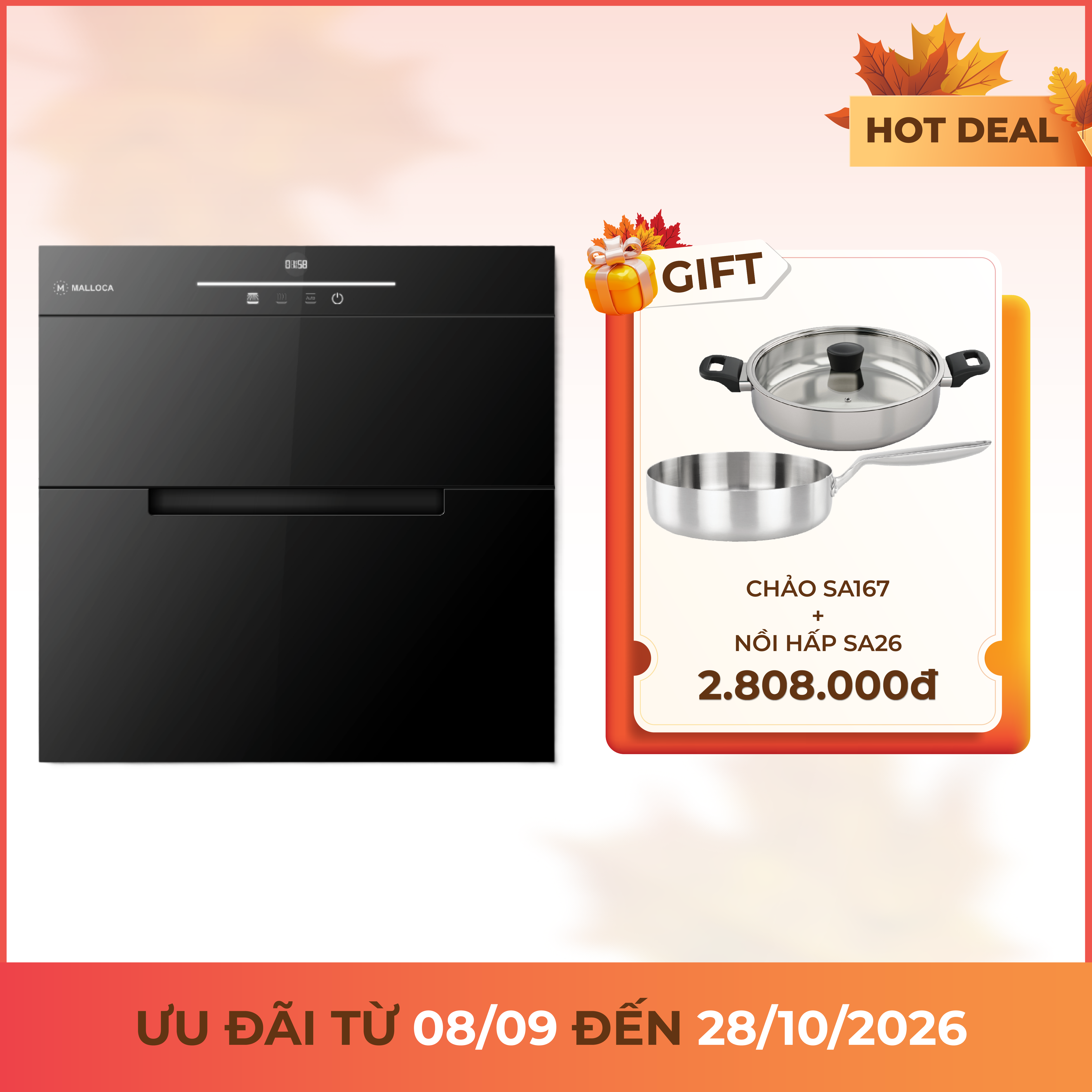 Máy sấy chén âm tủ 60 cm kháng khuẩn bằng tia UV