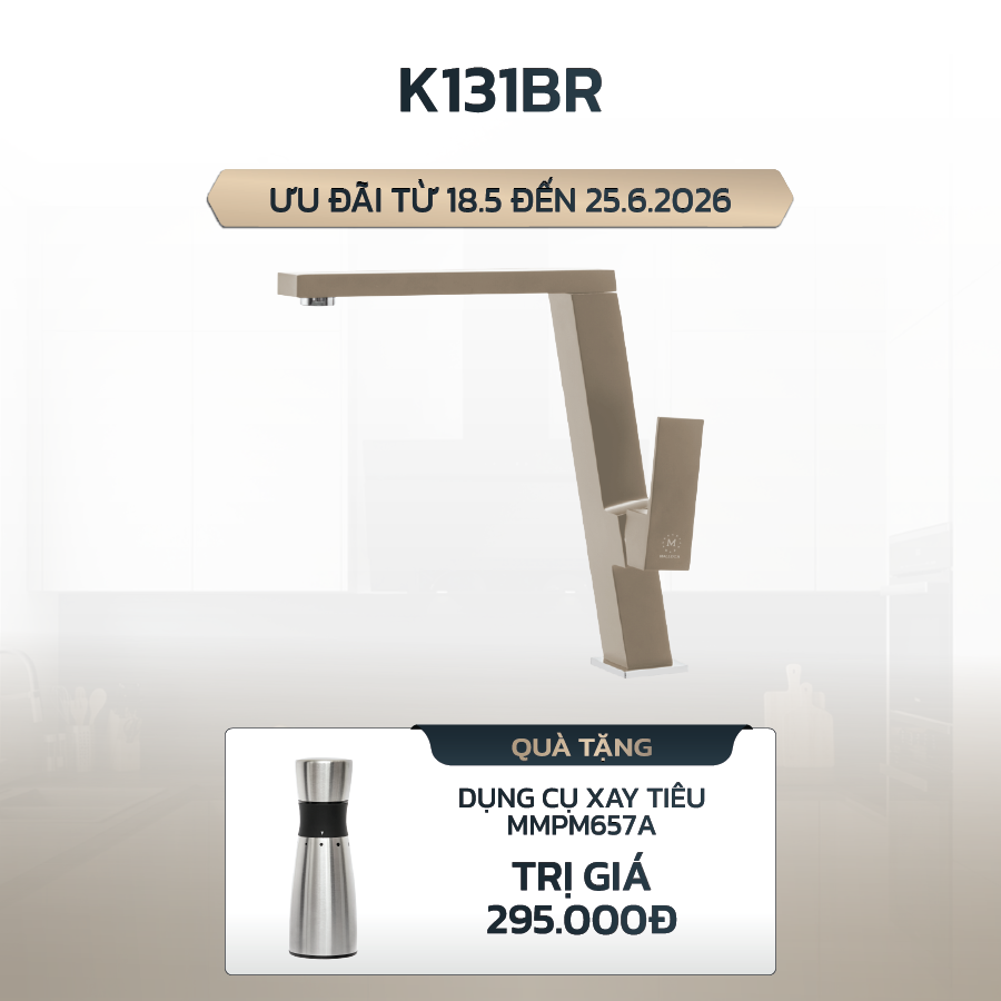 Vòi rửa chén nóng lạnh đồng thau sơn phủ