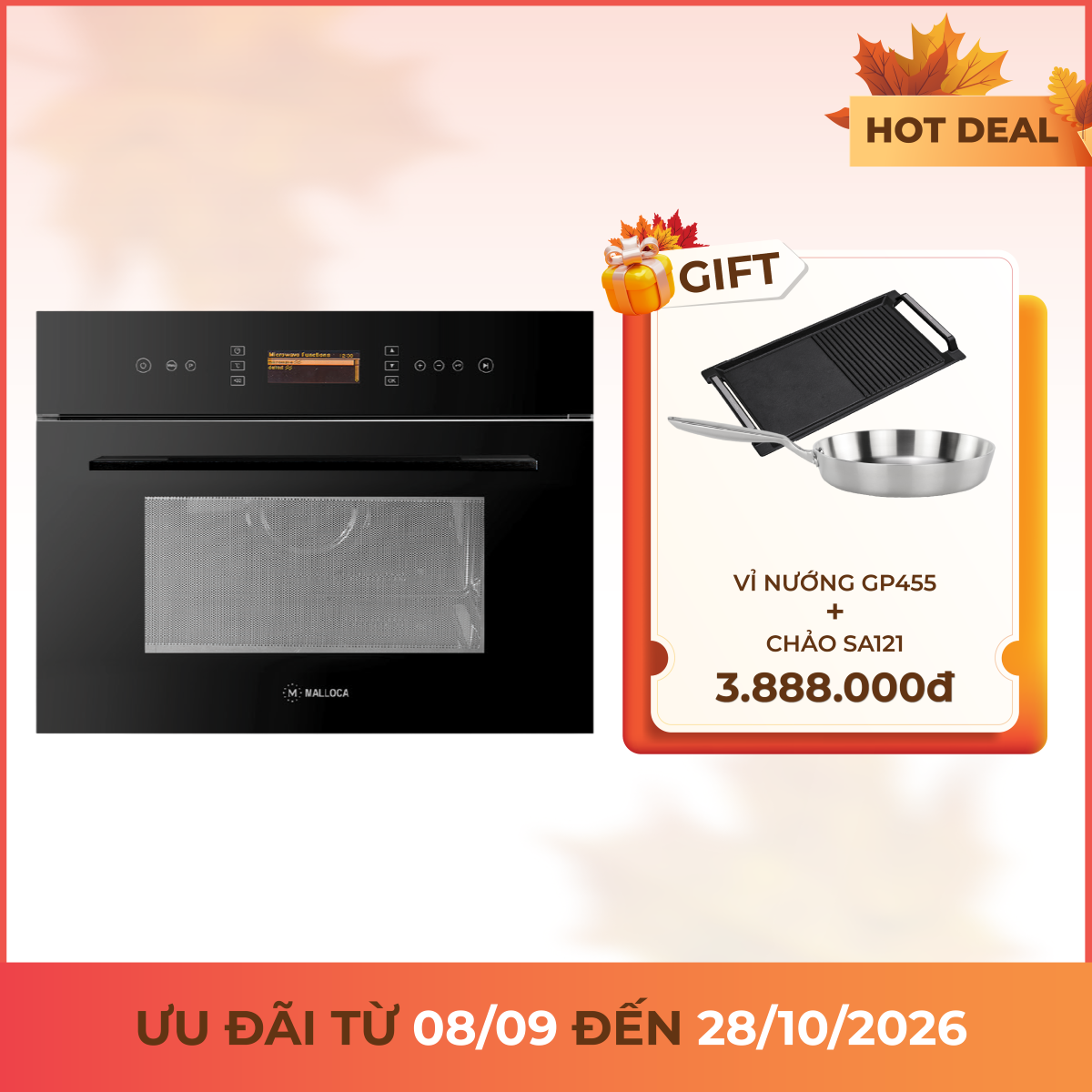 Lò vi sóng âm tủ không đĩa xoay 45 cm dung tích 40L