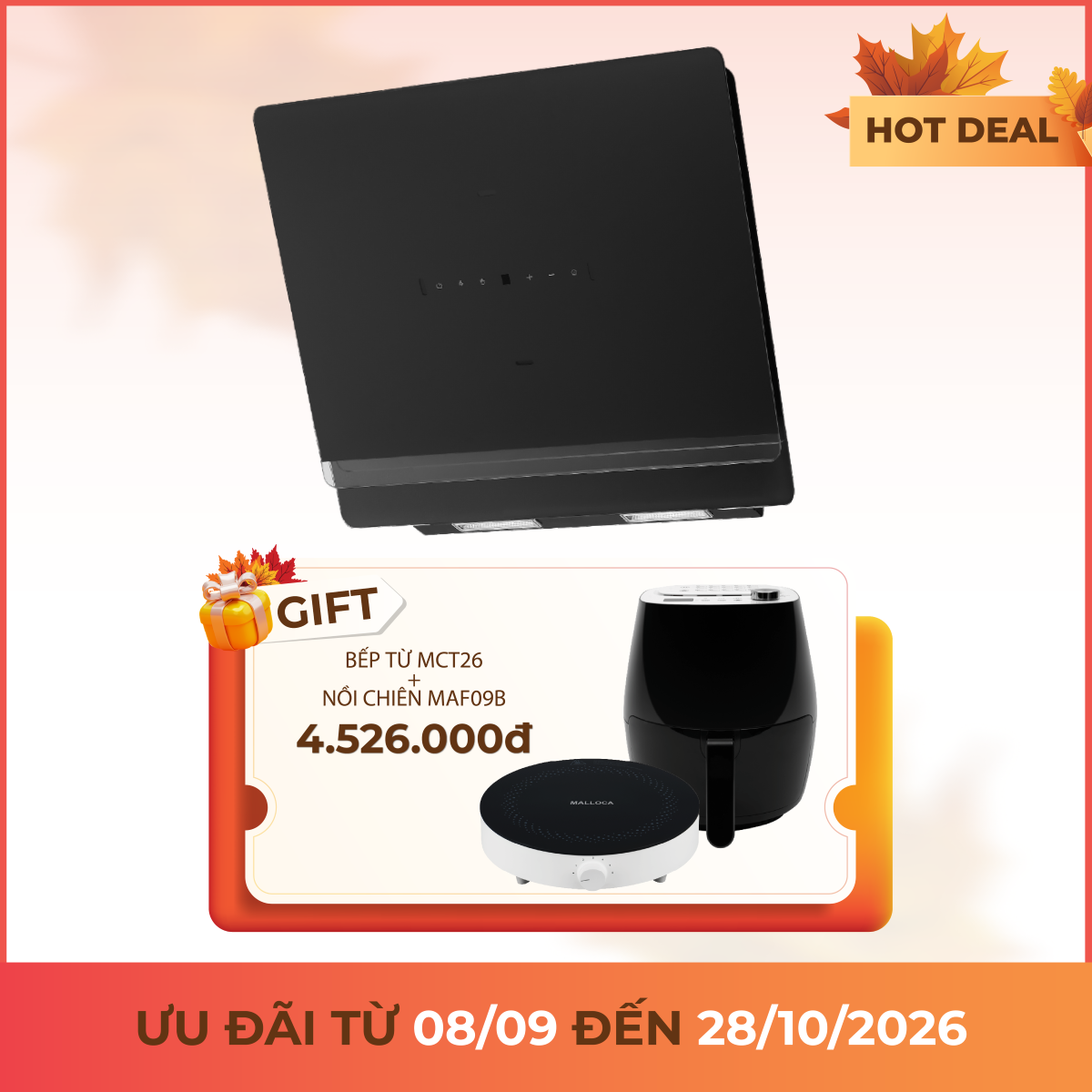 Máy hút mùi áp tường dạng nghiêng 60 cm