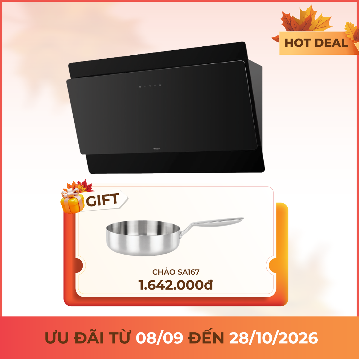 Máy hút mùi áp tường dạng nghiêng 70 cm
