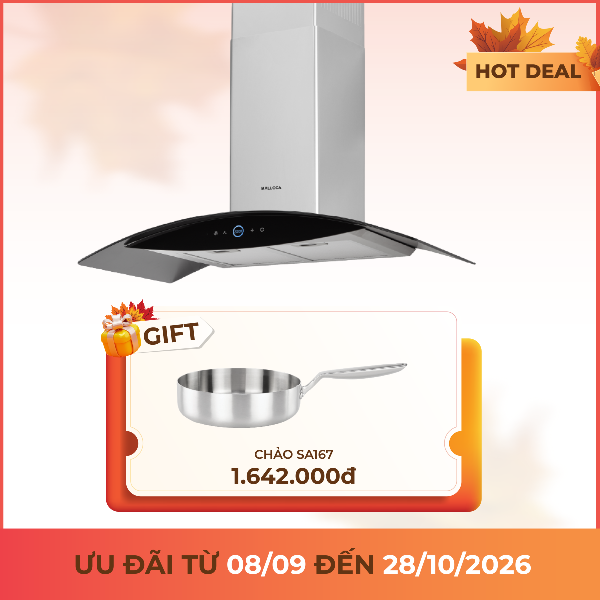 Máy hút mùi áp tường dạng chữ T 90 cm