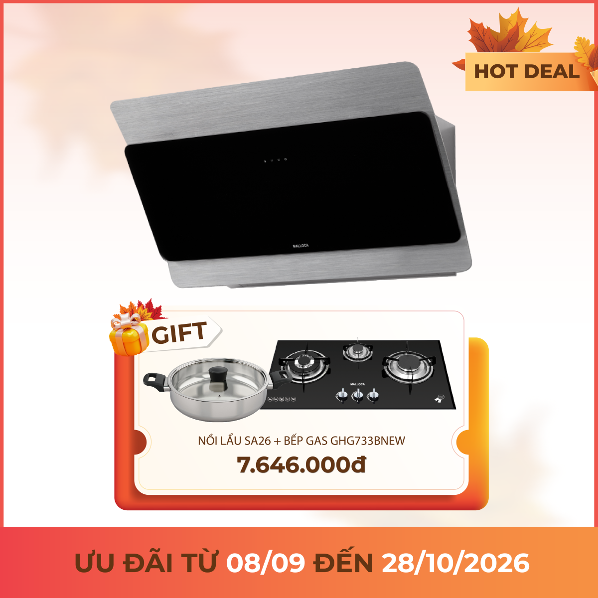 Máy hút mùi áp tường dạng nghiêng 90 cm