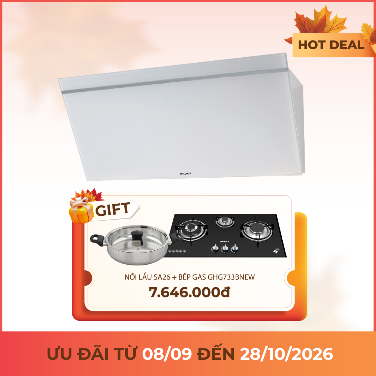 Máy hút mùi áp tường dạng nghiêng 90 cm