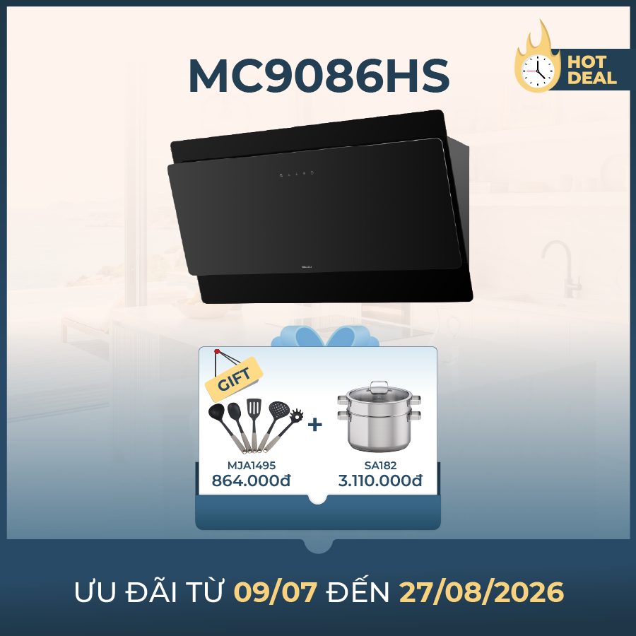 Máy hút mùi áp tường dạng nghiêng 90cm