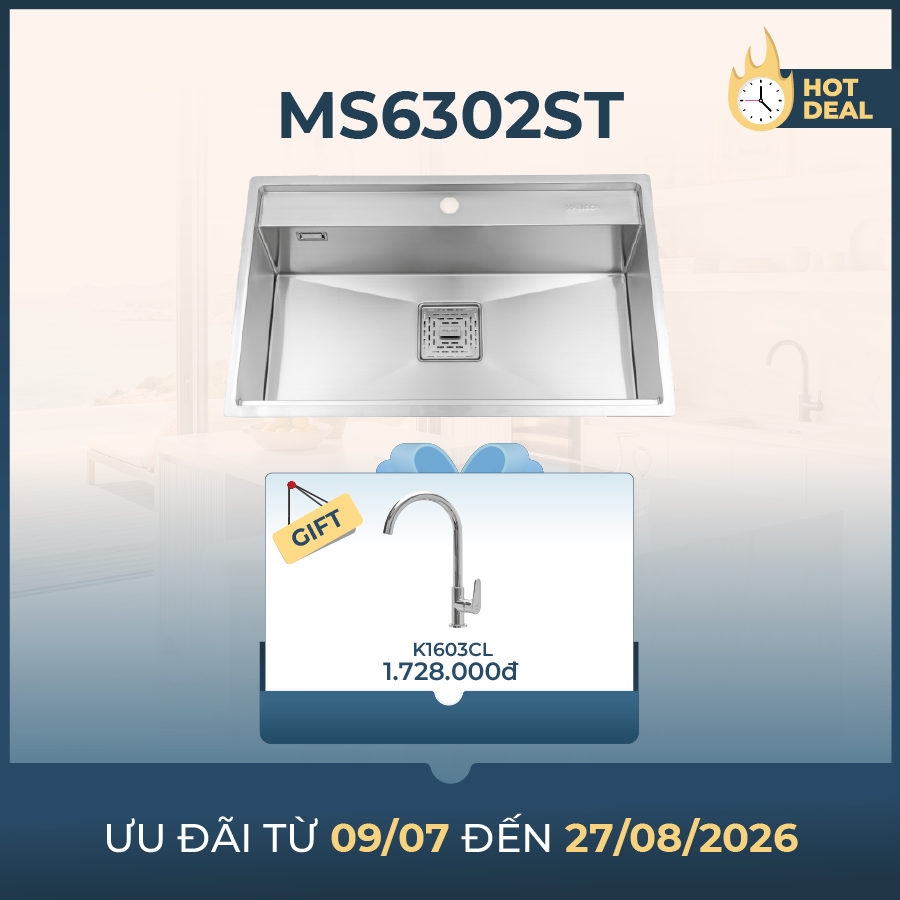 Chậu rửa chén 1 hố inox 304 kích thước 75cm