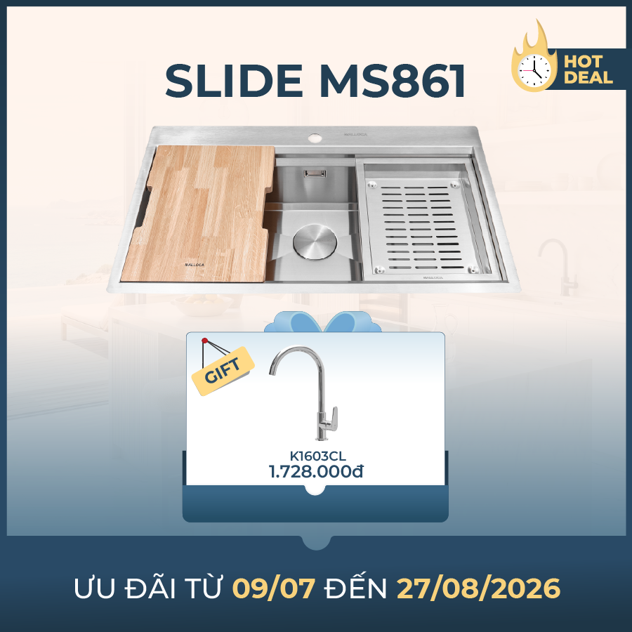 Chậu rửa chén 1 hố inox 304 kích thước 86cm