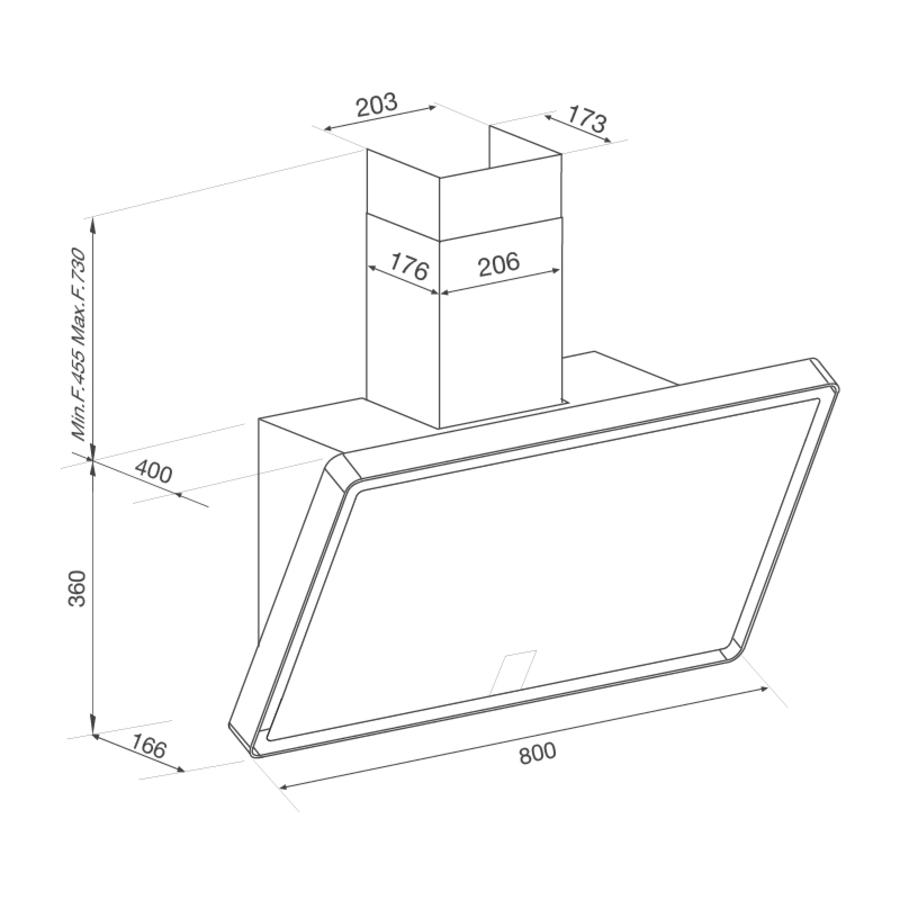 Máy hút mùi áp tường dạng nghiêng 90cm