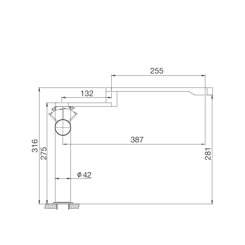 Vòi Rửa Chén Nóng Lạnh INOX 304 Malloca K060S - kích thước lắp đặt