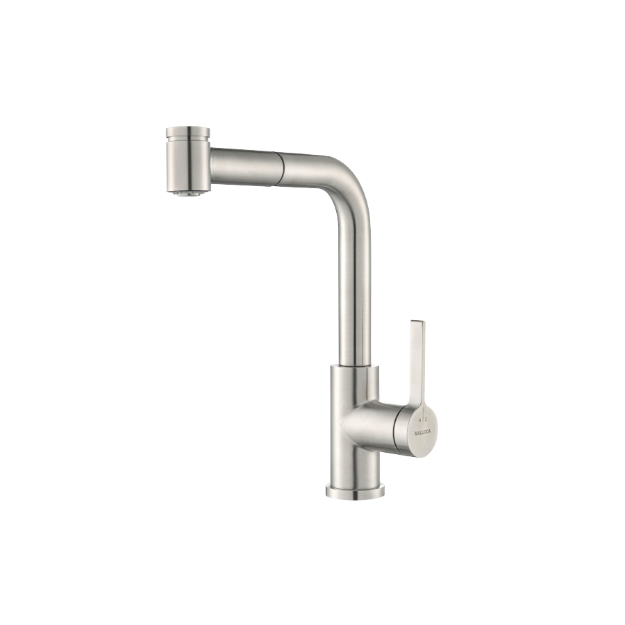 LUXSTEELK066PO | Malloca | Vòi rửa chén nóng lạnh dây rút inox 304 luxsteel