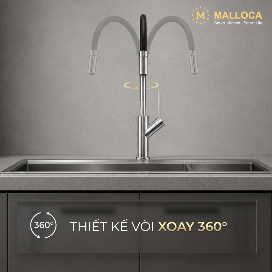 thiết kế vòi xoay 360 độ