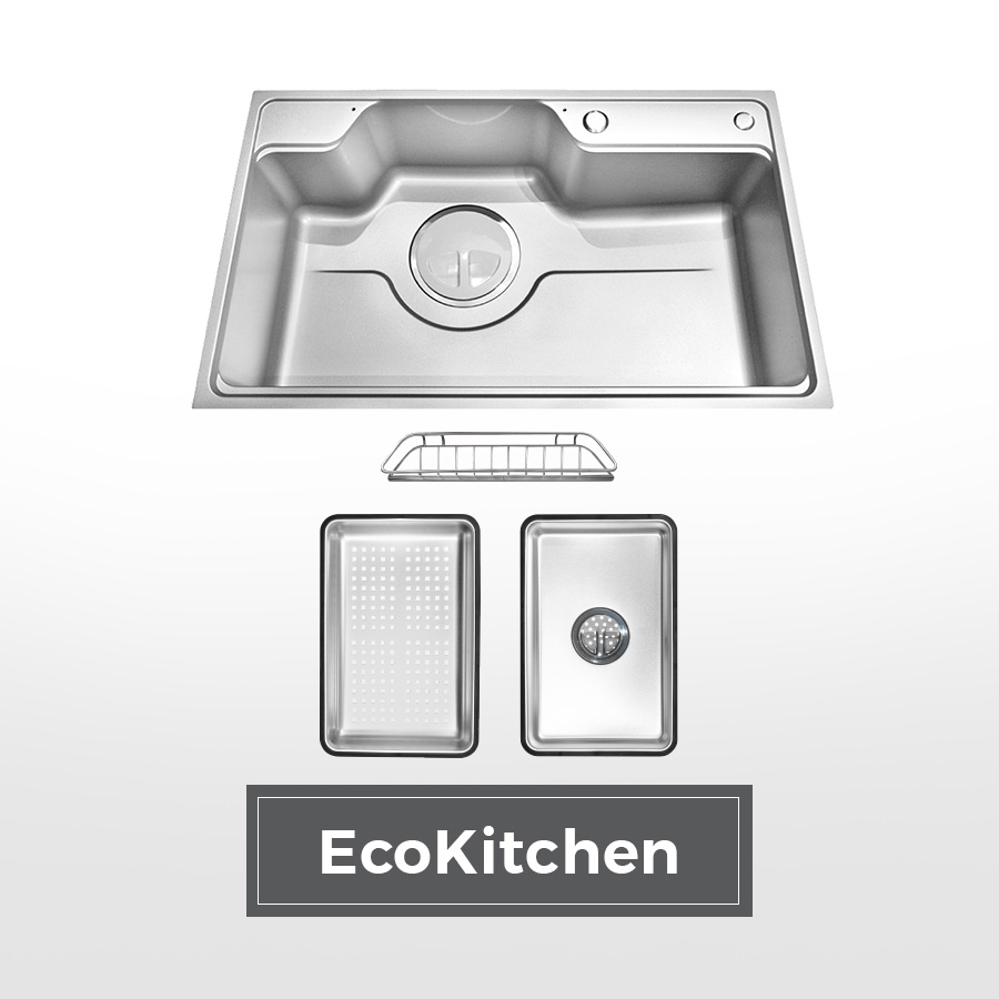 Chậu rửa chén 1 hố hạn chế trầy xước kích thước 80 cm - lắp âm hoặc lắp nổi