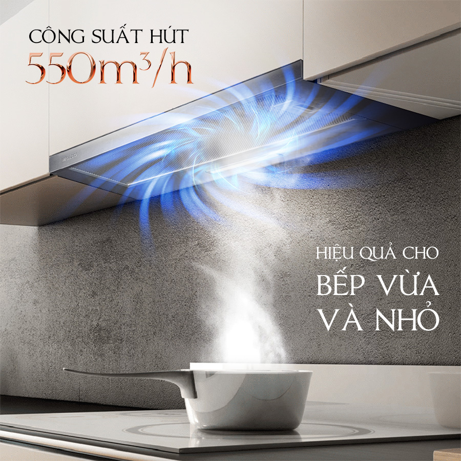 công suất hút 550m3 - Máy hút mùi Malloca MH 60SMC