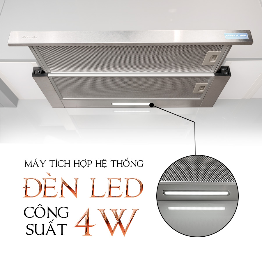 đèn led công suất 4w - Máy hút mùi Malloca MH 60SMC