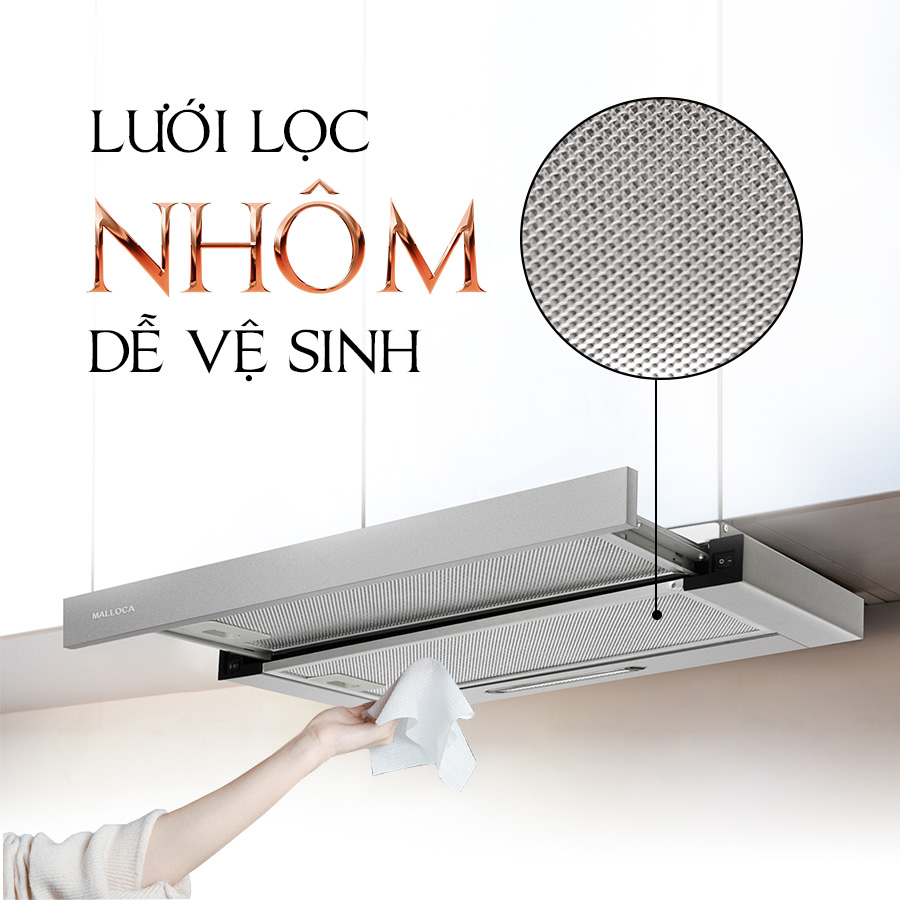 lưới lọc bằng nhôm dễ vệ sinh - Máy hút mùi Malloca MH 60SMC
