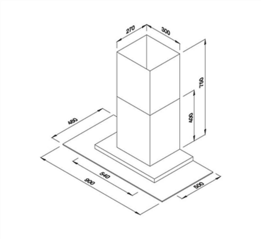 Máy hút mùi áp tường dạng chữ t 90cm