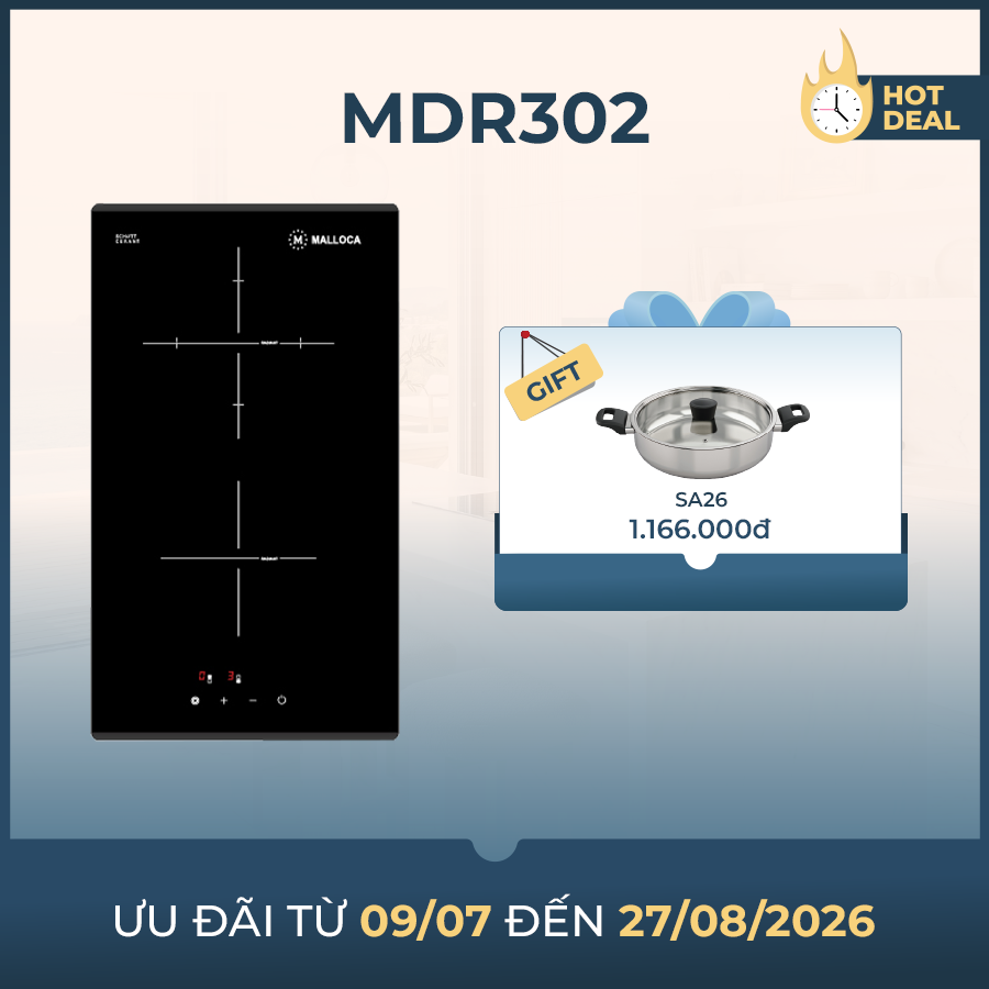 Bếp hồng ngoại domino 2 vùng nấu 29cm
