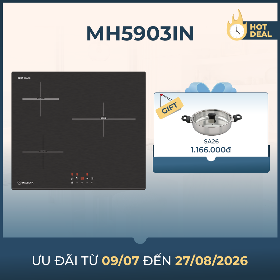 Bếp từ 3 vùng nấu 59cm