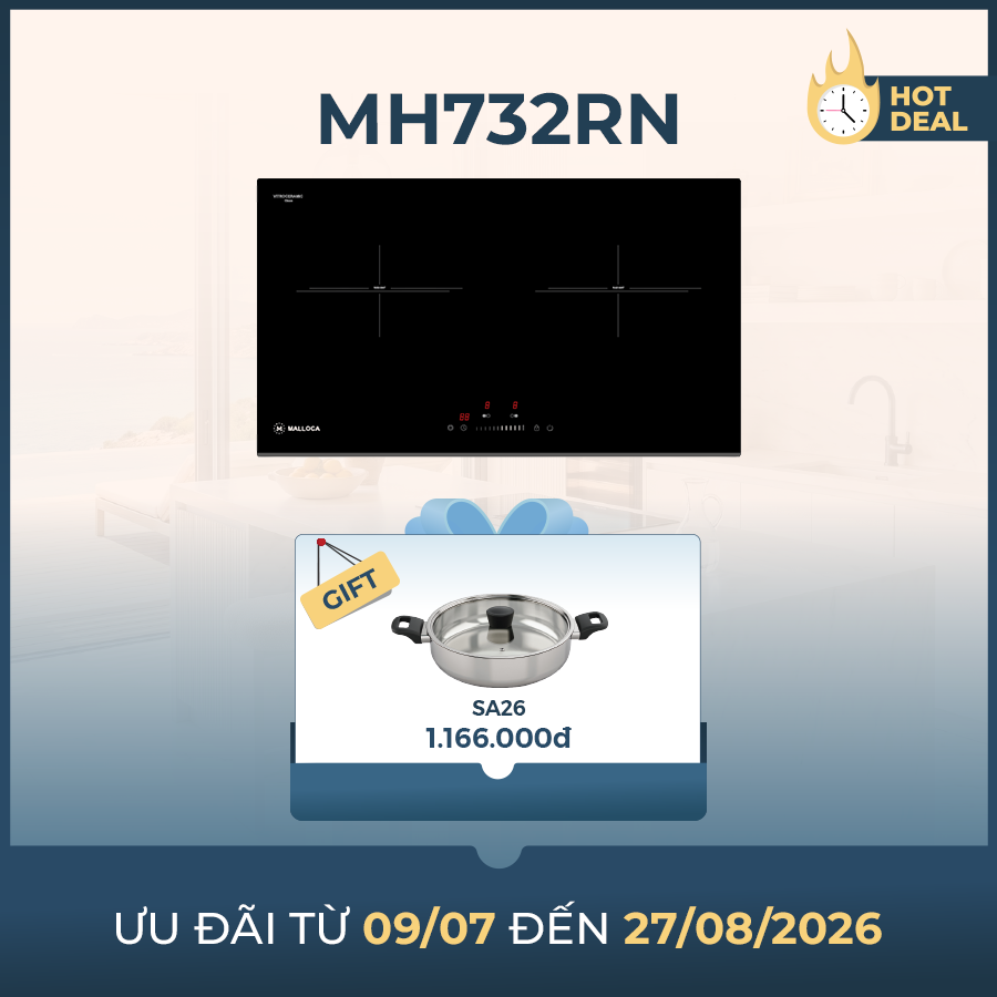 Bếp hồng ngoại 2 vùng nấu 73cm